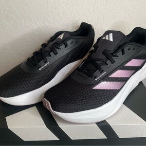 adidas Black Sneakers with Pink Accents